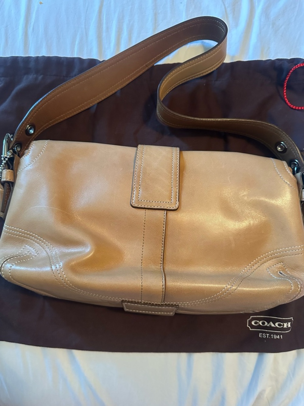 Authentic Y l2K COACH Soho Tan Leather Satchel #9434 - Picture 7 of 8